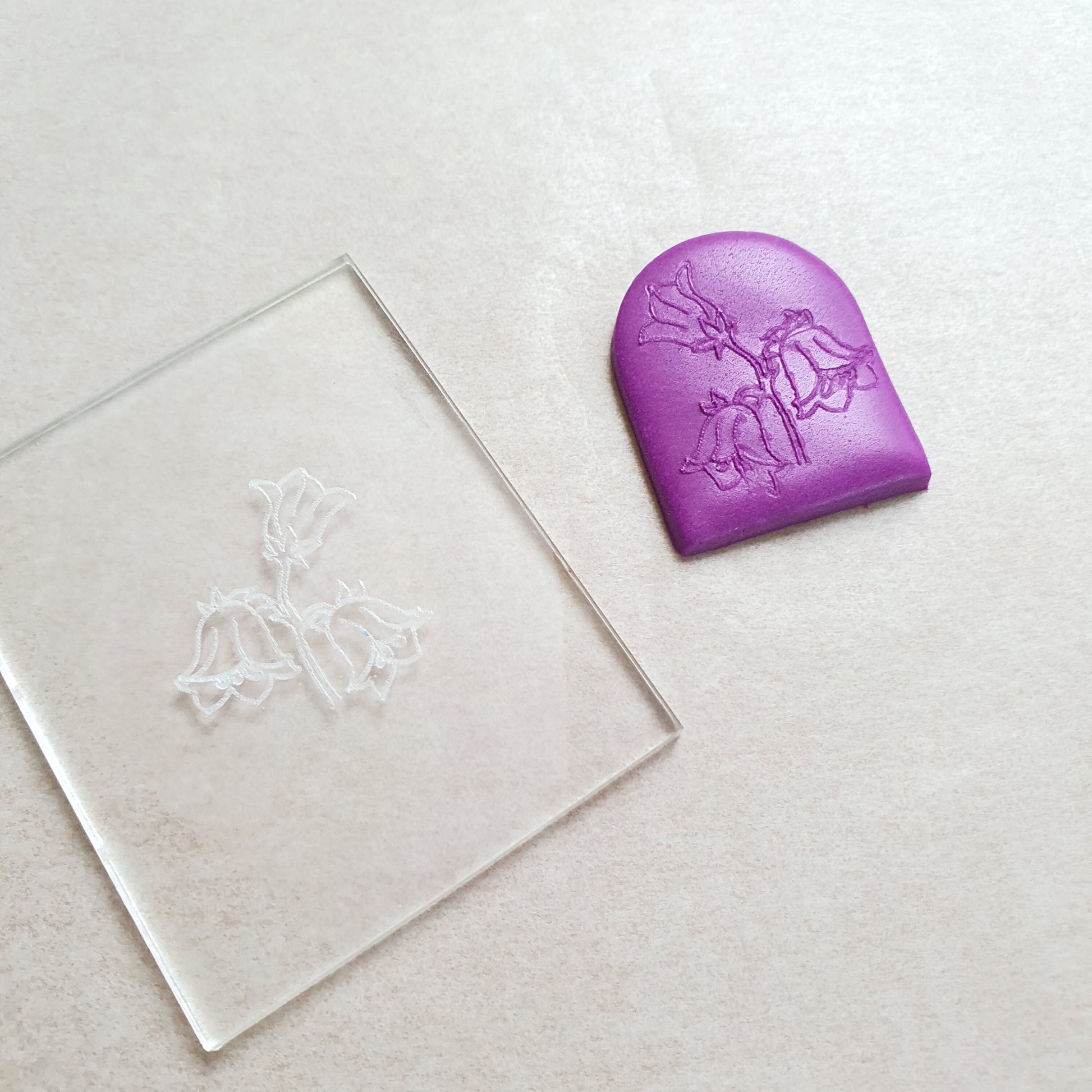 Embossing stamp for polymer clay "Blue bell" Floral texture plate Flower debossing stamp Acrylic stamps