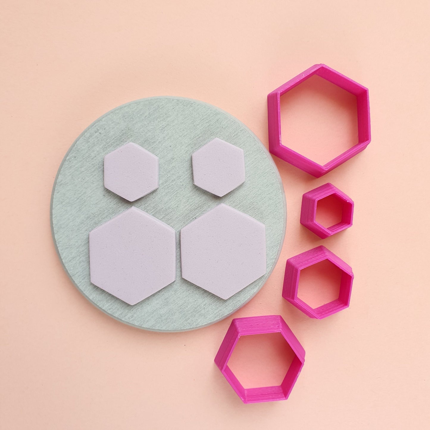 Hexagon Polymer clay 3D cutters Geometry shapes cutters set of 4 pcs - Luxy Kraft