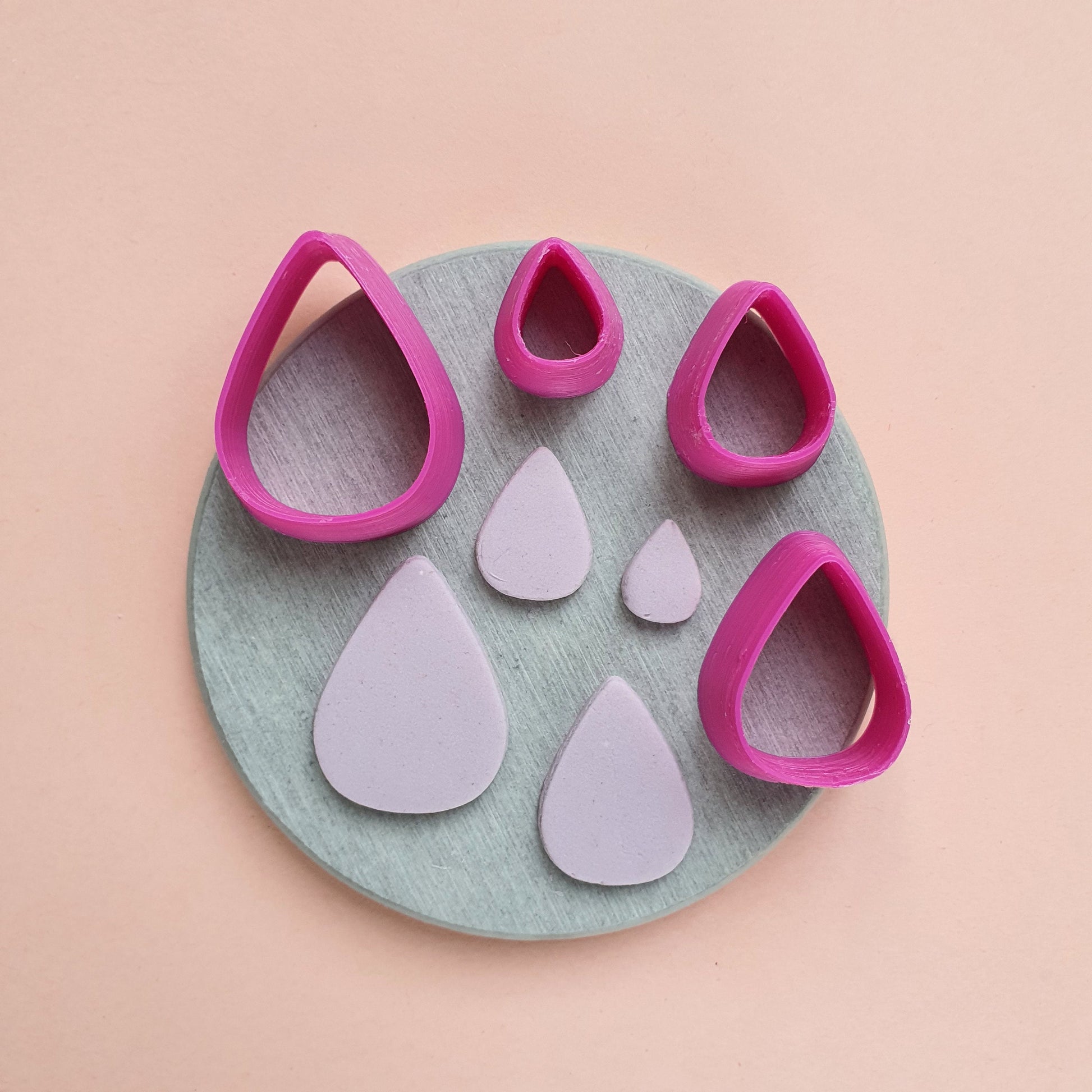 Water drops Polymer clay 3D cutters Geometry shapes cutter set of 4 pcs - Luxy Kraft