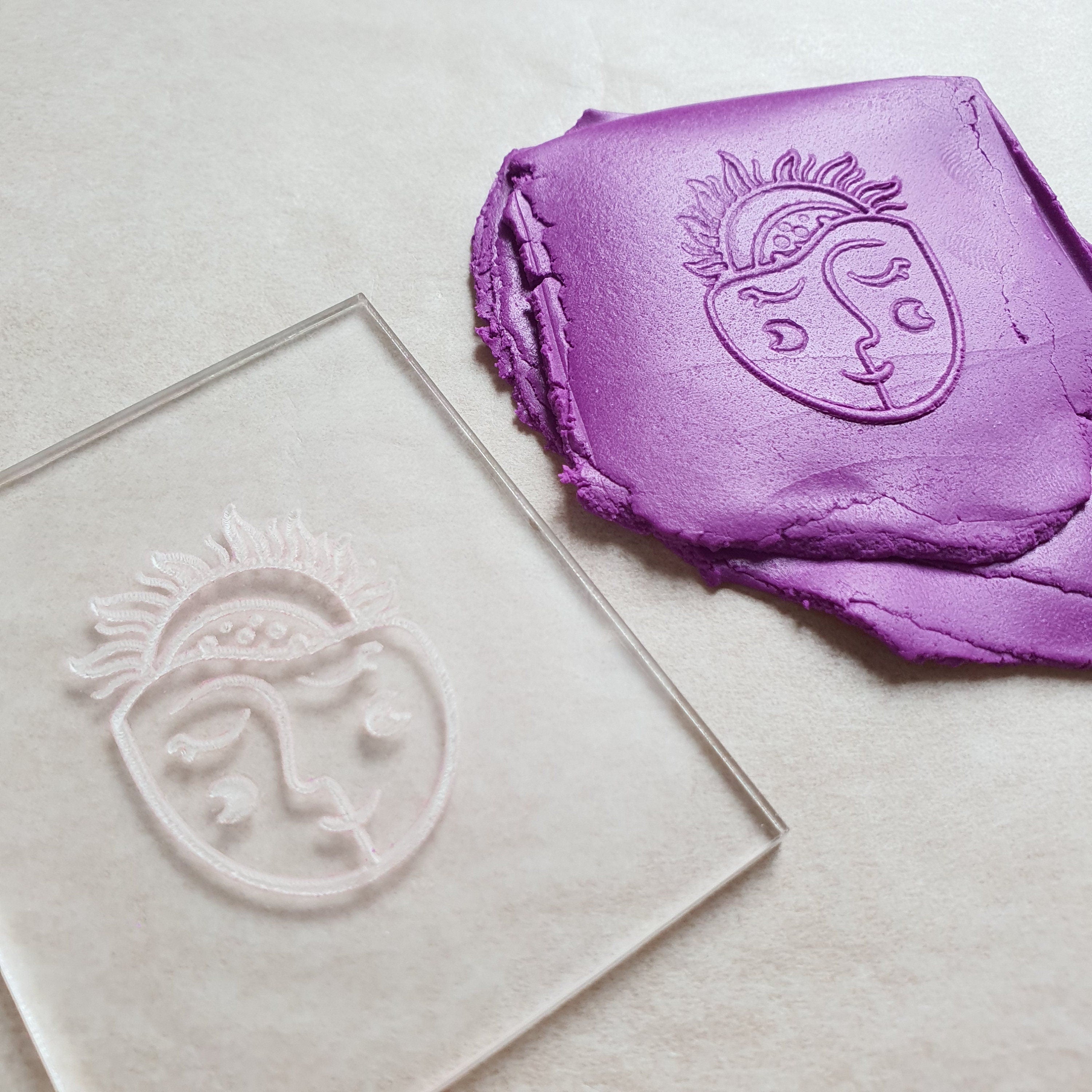 Embossing stamp for polymer clay Magic Sun Moon texture plate debossing  stamp Acrylic stamps