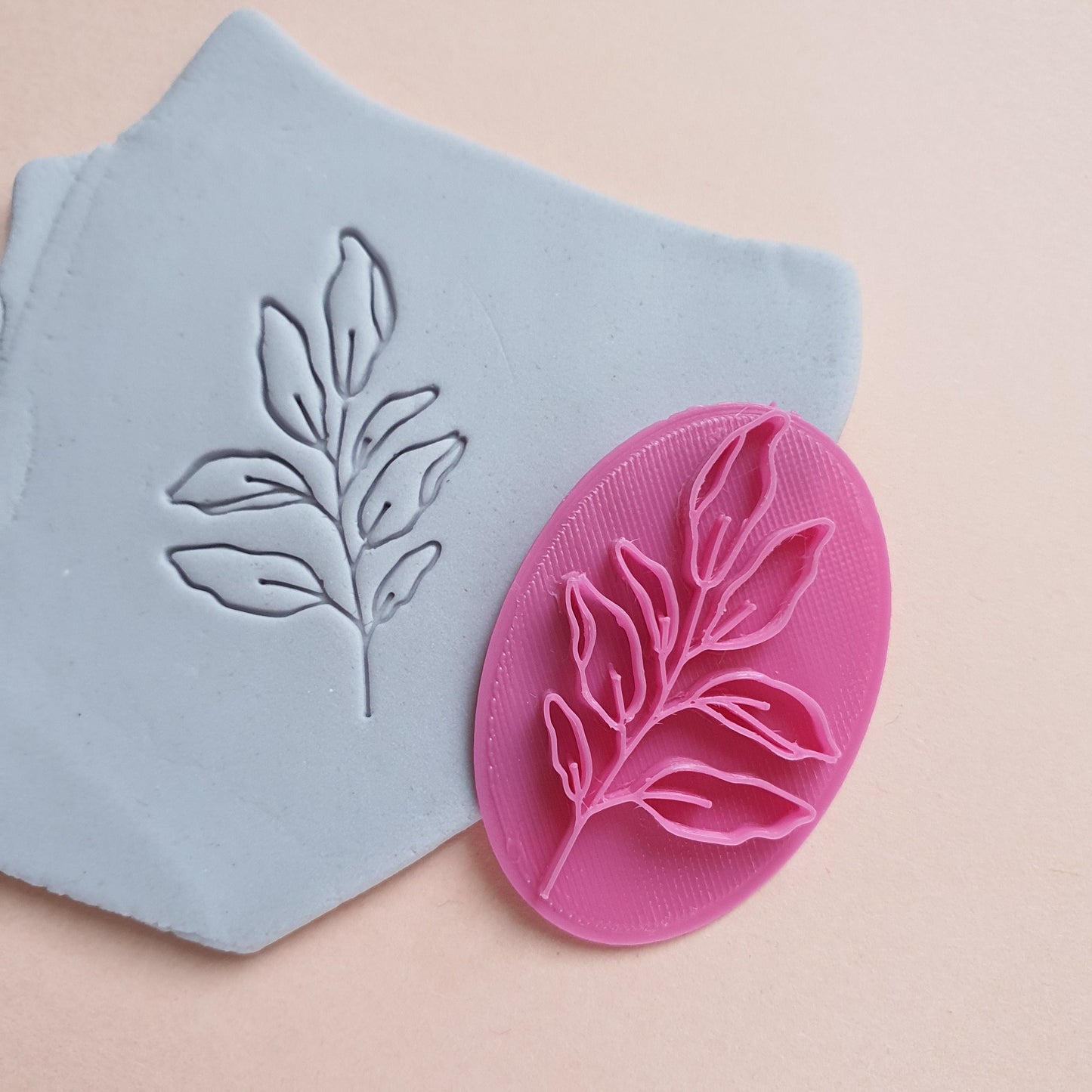 Polymer clay stamp "Leaves" 3D printed embossing - Luxy Kraft