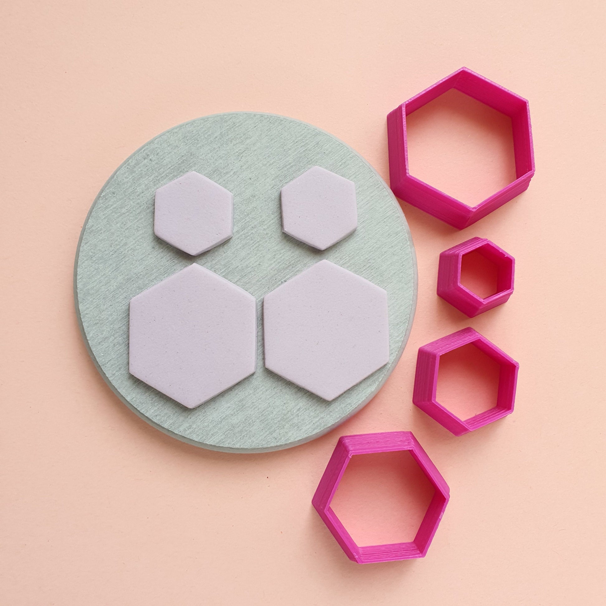 Hexagon Polymer clay 3D cutters Geometry shapes cutters set of 4 pcs - Luxy Kraft