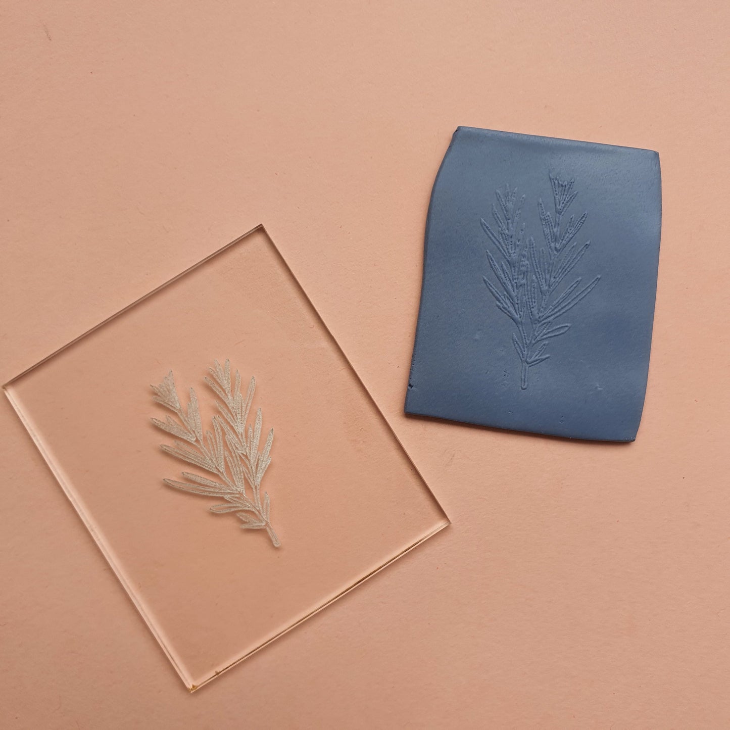 Embossing stamp for polymer clay "Rosemary" Floral texture plate Flower debossing stamp Acrylic stamps - Luxy Kraft