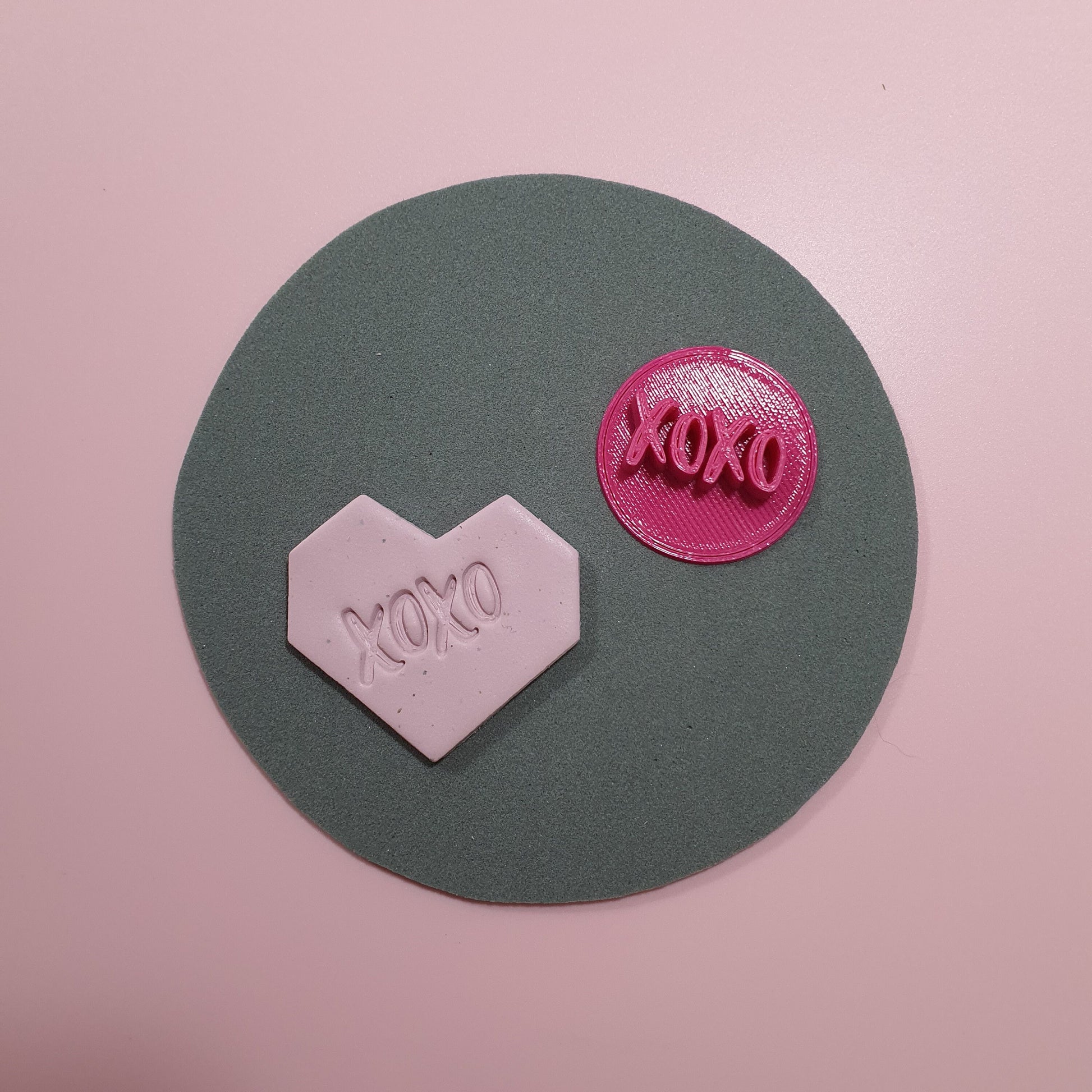 Valentine's day Polymer clay stamp embossing "XOXO"