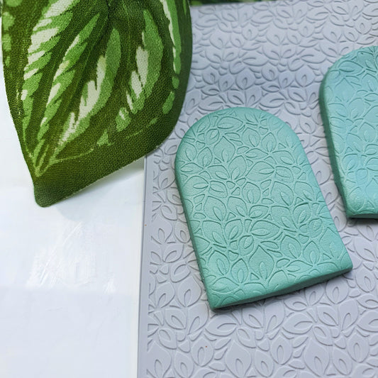 Polymer clay Texture tile Texture mat Clay stamp Polymer clay texture stencils "Leaves" T-11