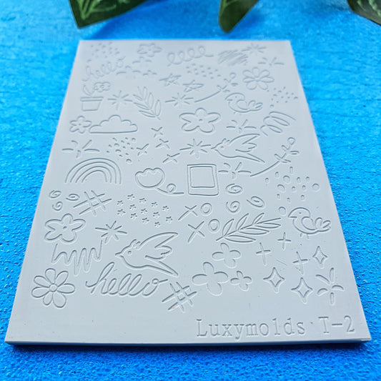 Polymer clay Texture tile Texture mat Clay stamp Polymer clay texture stencils "Spring" T-2