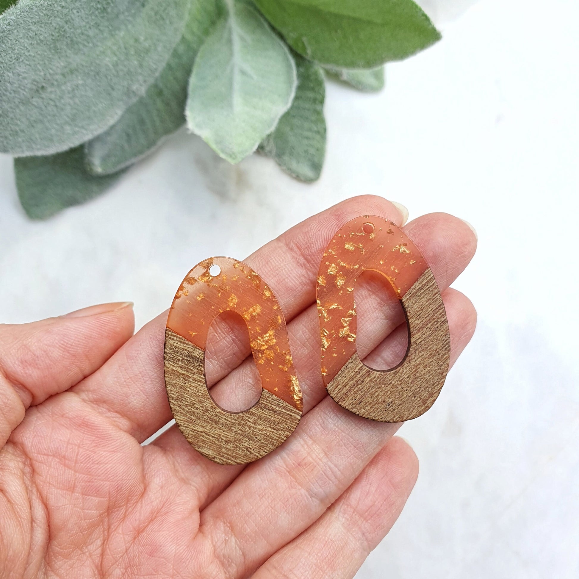 Wood Resin Charm Pendant Earrings components Earrings findings DIY jewelry connectors