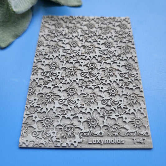 Polymer clay Texture tile Texture mat Clay stamp Polymer clay texture stencils "Flowers" T-47