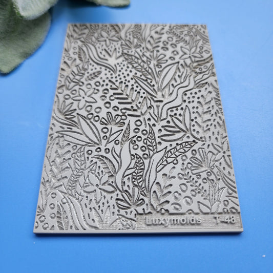 Polymer clay Texture tile Texture mat Clay stamp Polymer clay texture stencils "Plants" T-48