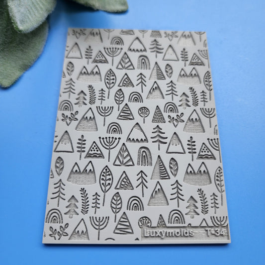 Polymer clay Texture tile Texture mat Clay stamp Polymer clay texture stencils "Nordic Christmas tree" T-34