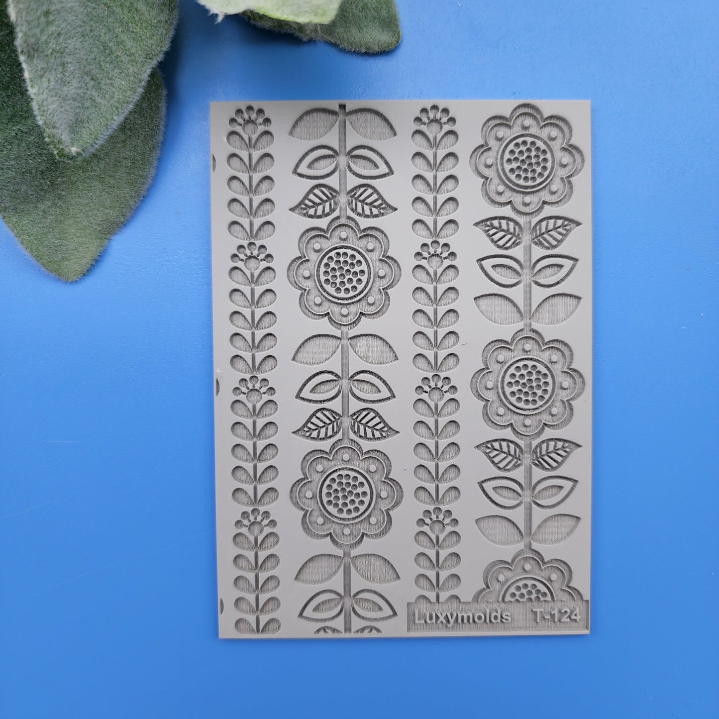 Polymer clay Texture tile Texture mat Clay stamp Polymer clay texture stencils "Scandinavic flowers" T-124