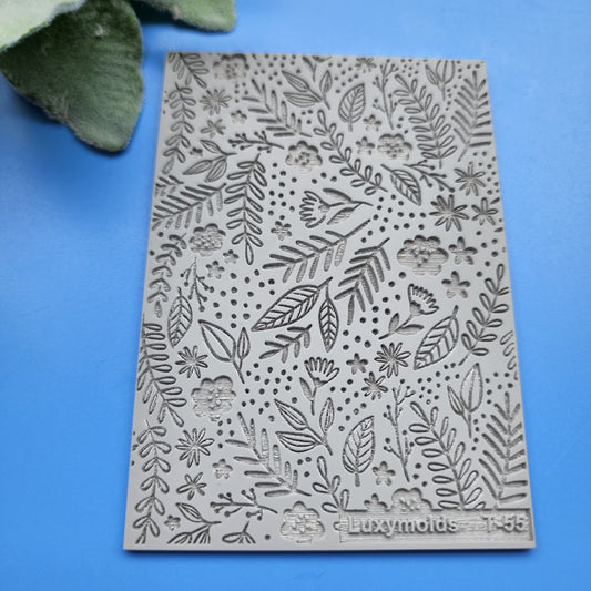 Polymer clay Texture tile Texture mat Clay stamp Polymer clay texture stencils "Botanic garden" T-55