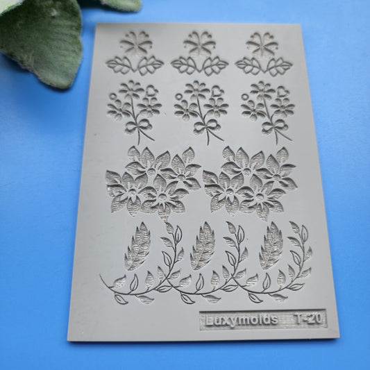 Polymer clay Texture tile Texture mat Clay stamp Polymer clay texture stencils "Botanic garden" T-20