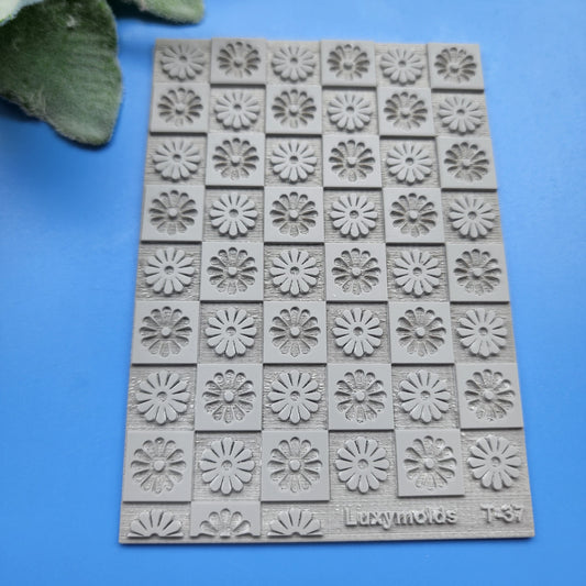 Polymer clay Texture tile Texture mat Clay stamp Polymer clay texture stencils "Flowers" T-37