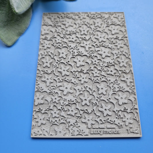 Polymer clay Texture tile Texture mat Clay stamp Polymer clay texture stencils "Flowers" T-42