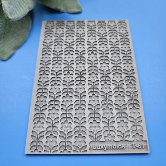 Polymer clay Texture tile Texture mat Clay stamp Polymer clay texture stencils "Scandinavic flowers" T-61