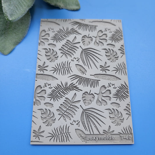 Polymer clay Texture tile Texture mat Clay stamp Polymer clay texture stencils "Tropic Plants" T-40