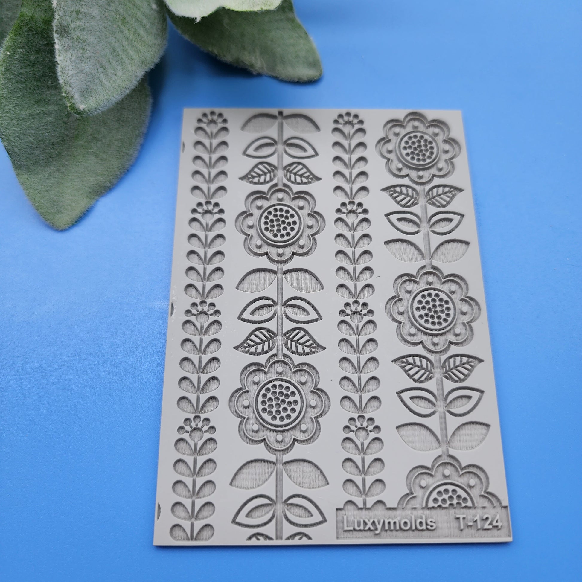 Polymer clay Texture tile Texture mat Clay stamp Polymer clay texture stencils "Scandinavic flowers" T-124