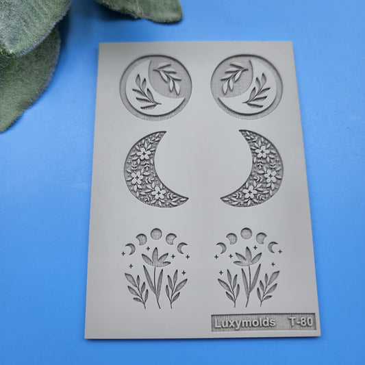 Polymer clay Texture tile Texture mat Clay stamp Polymer clay texture stencils "Moon Botanic" T-80