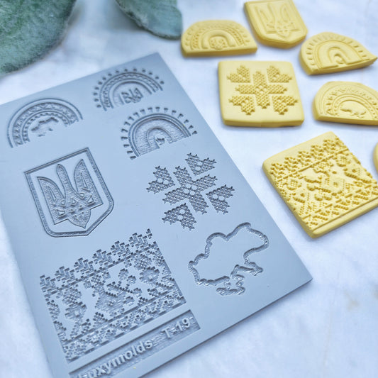 Polymer clay Texture tile Texture mat Clay stamp Polymer clay texture stencils "Ukraine pattern" T-19