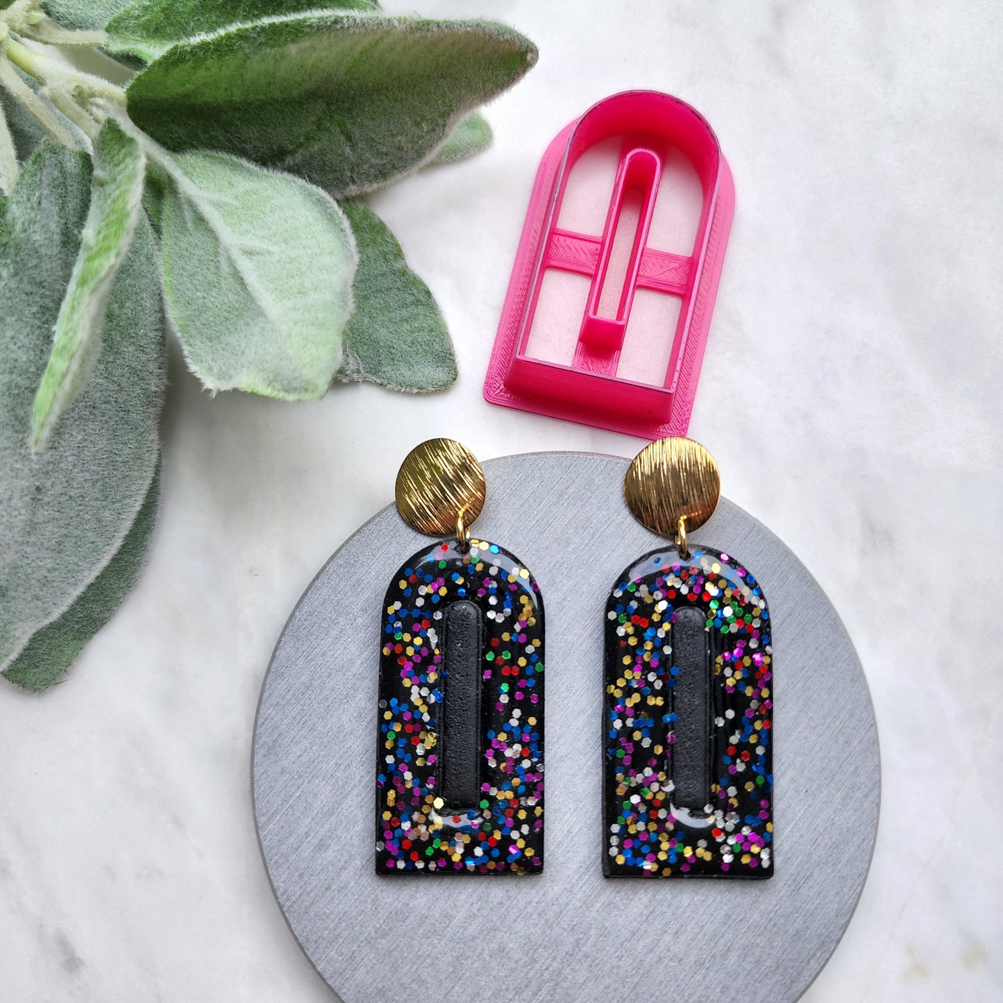 Earrings Polymer clay 3D cutters "Arch" Jewelry Modern Abstract shape earrings mold