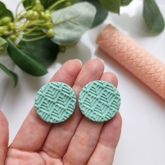 Polymer clay texture roller "Leaves" clay stamp 3D printed embossing