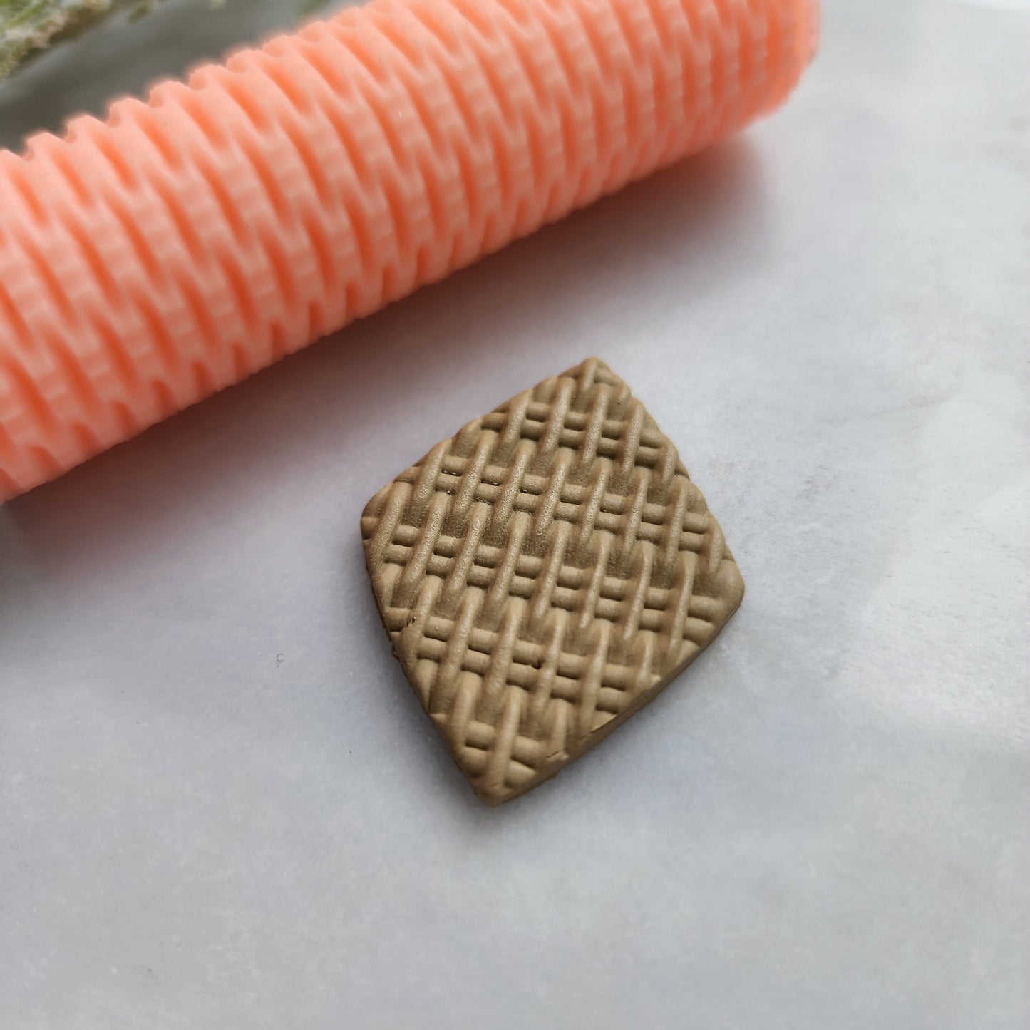 Polymer clay texture roller "Rattan" clay stamp 3D printed embossing