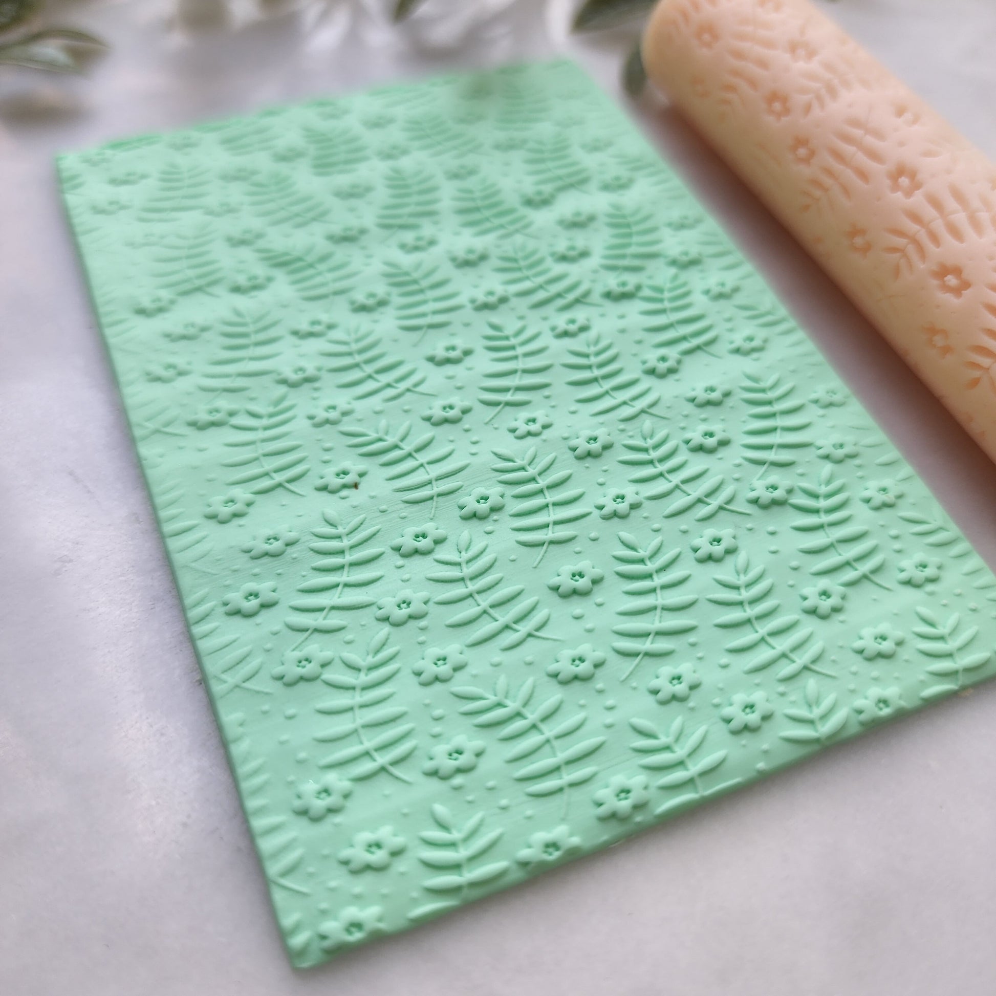 Polymer clay texture roller clay stamp 3D printed embossing "Floral"