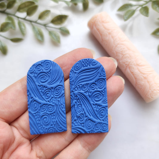 Polymer clay texture roller clay stamp 3D printed embossing "Wave, Abstract"