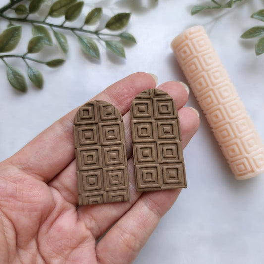 Polymer clay texture roller clay stamp 3D printed embossing "Geometry, Square"