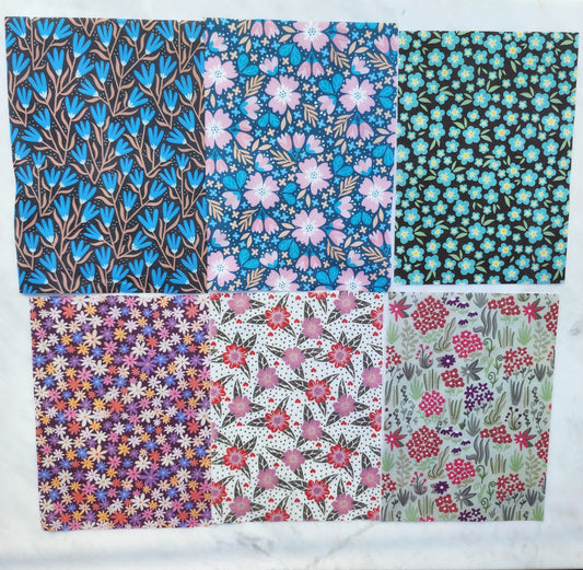 6 pcs set Water-soluble transfer paper for polymer clay craft "Floral"