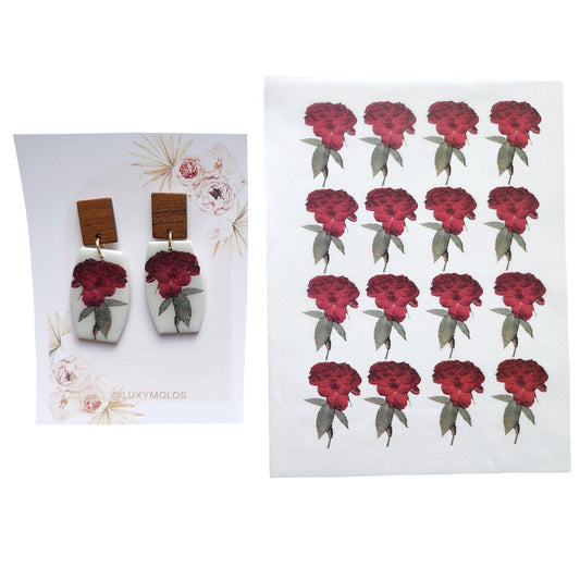 Water-soluble transfer paper for polymer clay craft "Dry rose flowers"