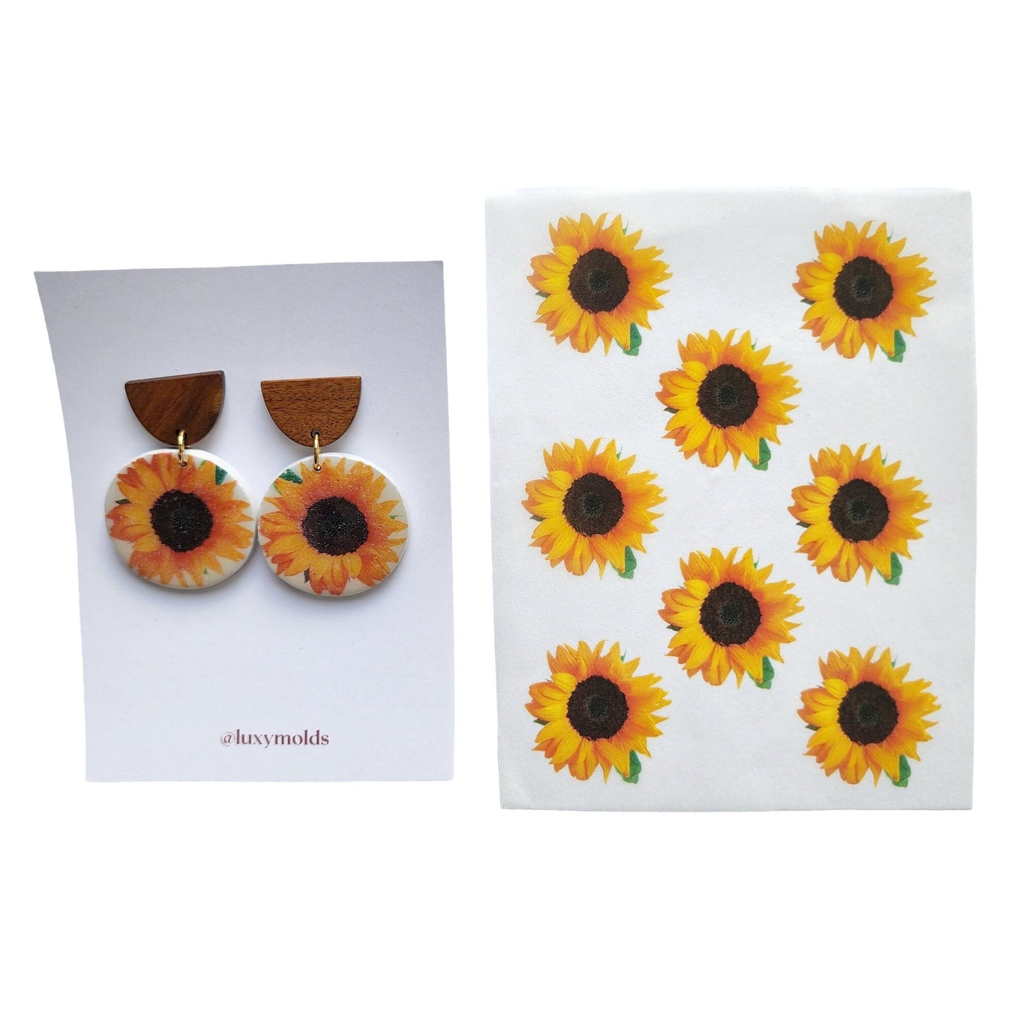 5 pcs set Water-soluble transfer paper for polymer clay craft "Dry flowers"