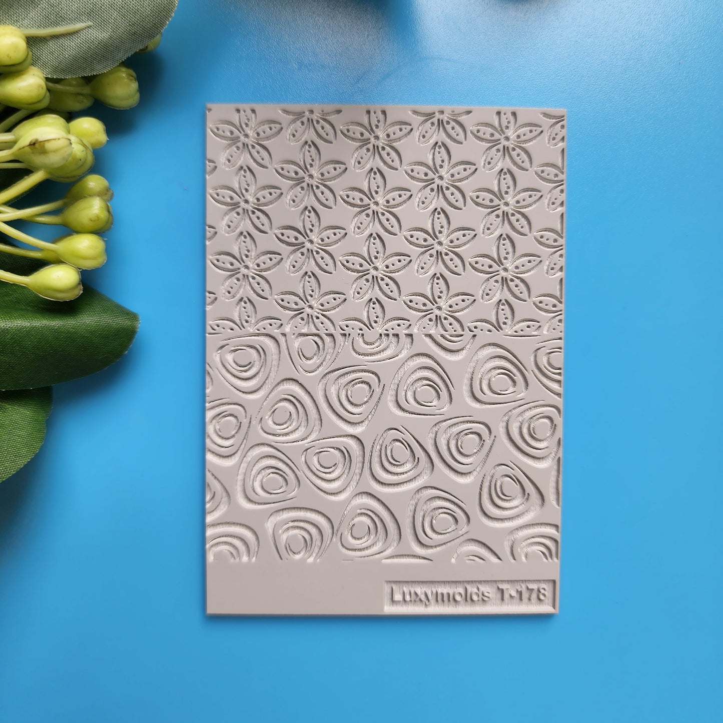 Polymer clay Texture tile Texture mat Clay stamp Polymer clay texture stencils "Flowers, Geometry" T-178