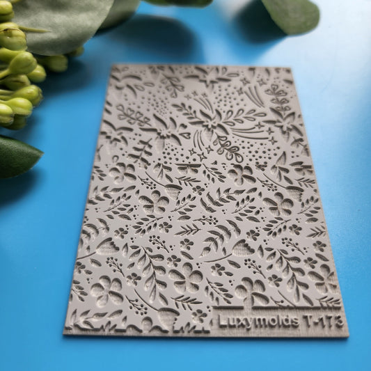 Polymer clay Texture tile Texture mat Clay stamp Polymer clay texture stencils "Flowers" T-173