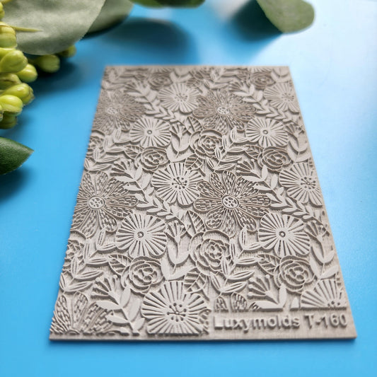 Polymer clay Texture tile Texture mat Clay stamp Polymer clay texture stencils "Flowers" T-160