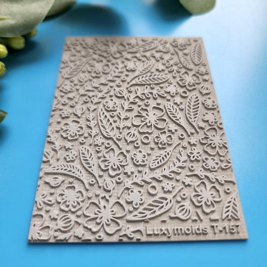 Polymer clay Texture tile Texture mat Clay stamp Polymer clay texture stencils "Flowers" T-157