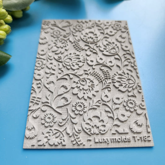 Polymer clay Texture tile Texture mat Clay stamp Polymer clay texture stencils "Folk Polish Flowers, Botanic" T-182