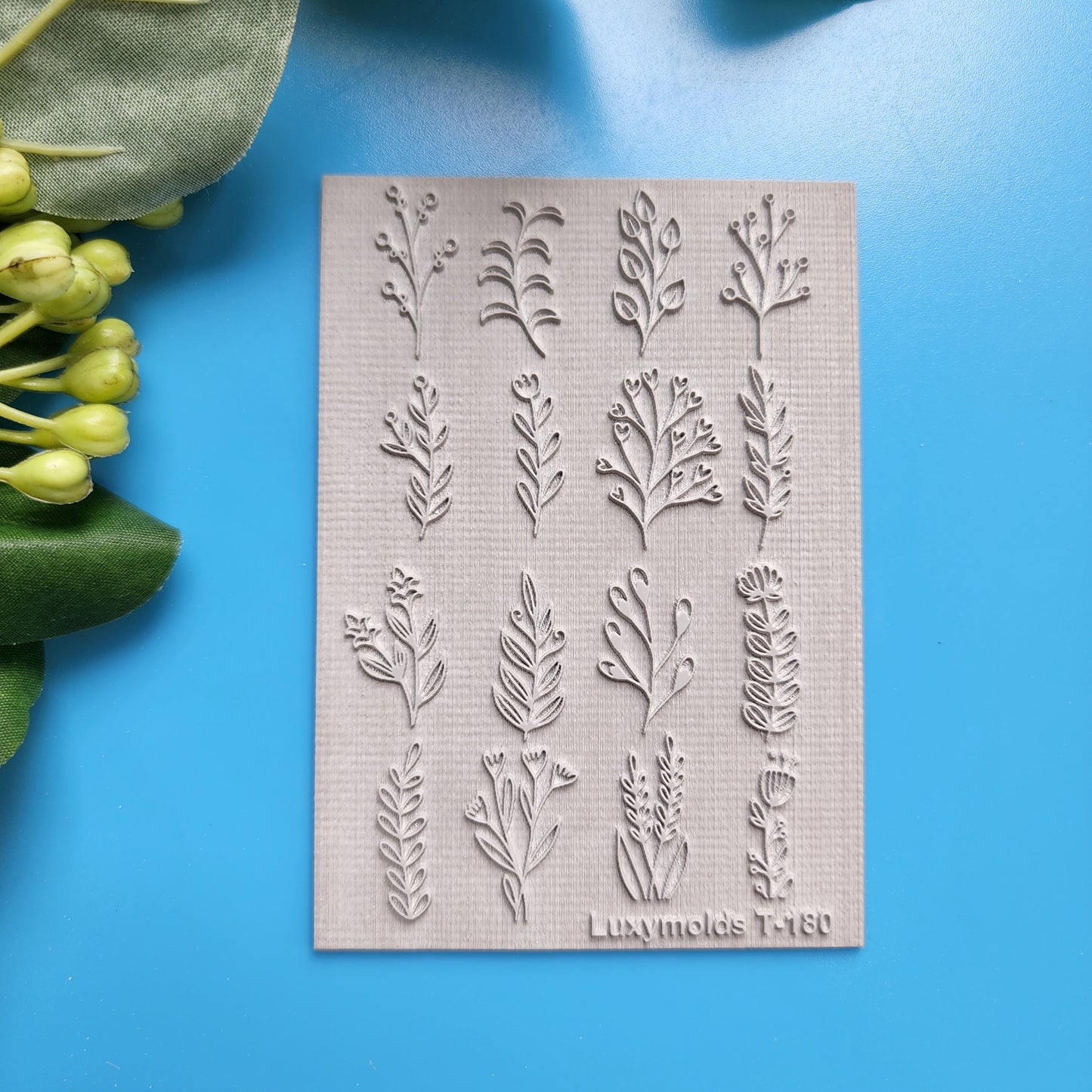 Polymer clay Texture tile Texture mat Clay stamp Polymer clay texture stencils "Plants, Botanic" T-180