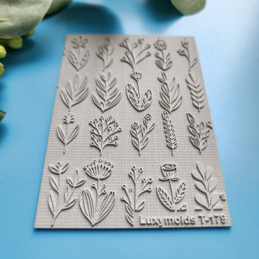 Polymer clay Texture tile Texture mat Clay stamp Polymer clay texture stencils "Plants, Botanic" T-179