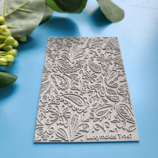 Polymer clay Texture tile Texture mat Clay stamp Polymer clay texture stencils "Botanic Flowers" T-147