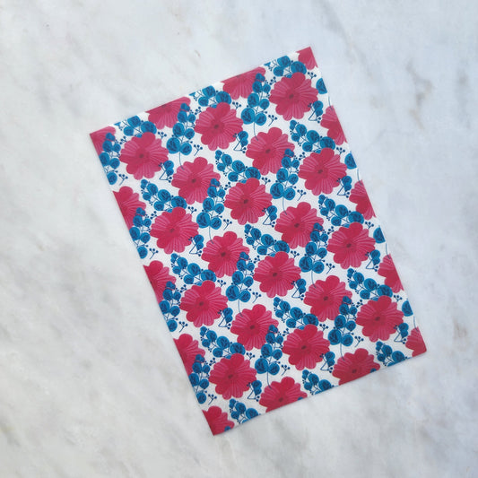 Water-soluble transfer paper for polymer clay craft "Red and blue flowers"