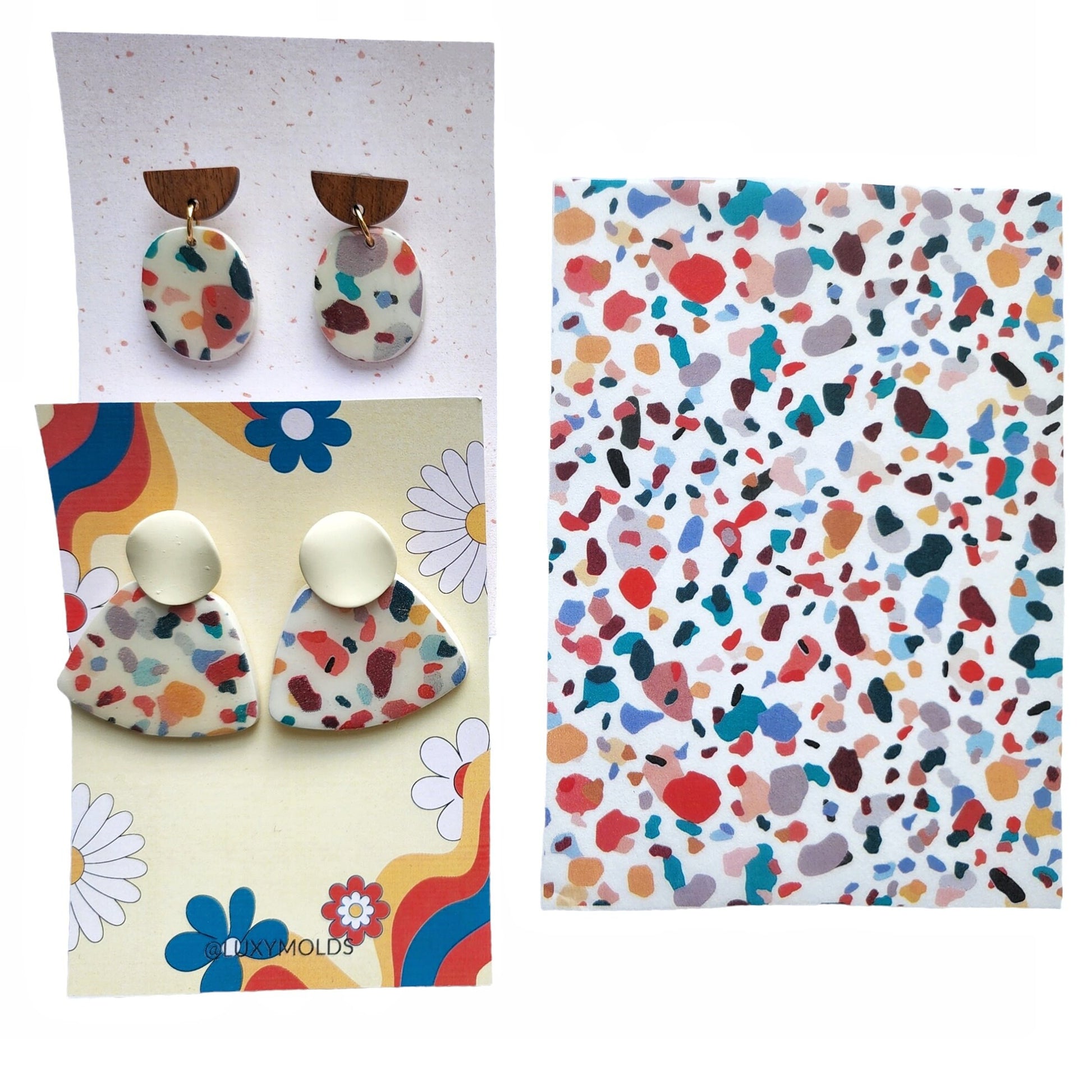 Water-soluble transfer paper for polymer clay craft "Terazzo"