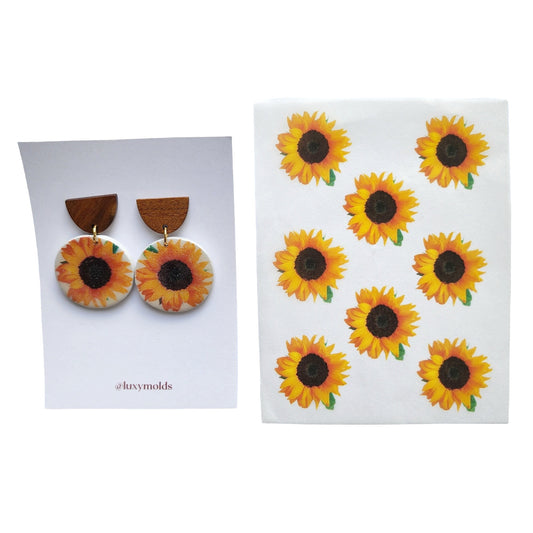 Water-soluble transfer paper for polymer clay craft "Dry sunflowers"