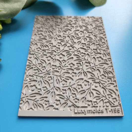 Polymer clay Texture tile Texture mat Clay stamp Polymer clay texture stencils "Botanic Flowers Leaves" T-195