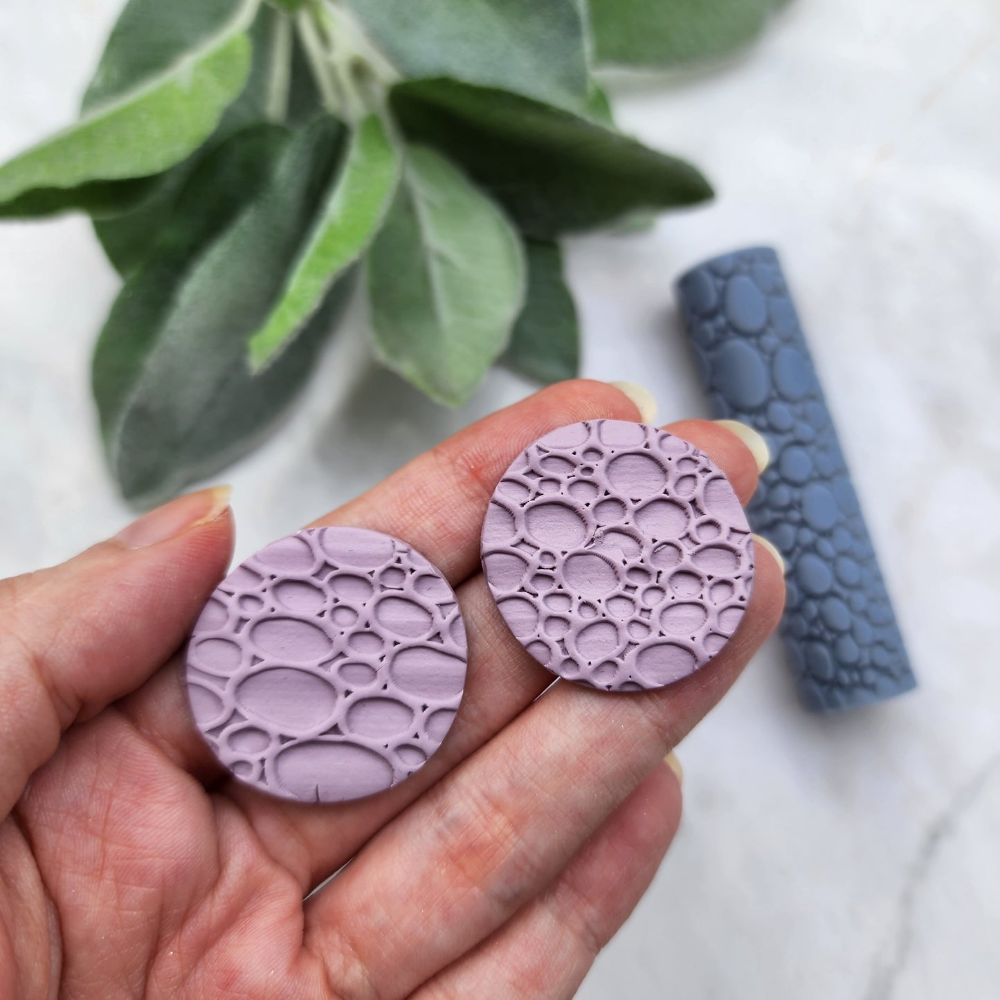 Polymer clay texture roller "Bubbles" clay stamp 3D printed embossing