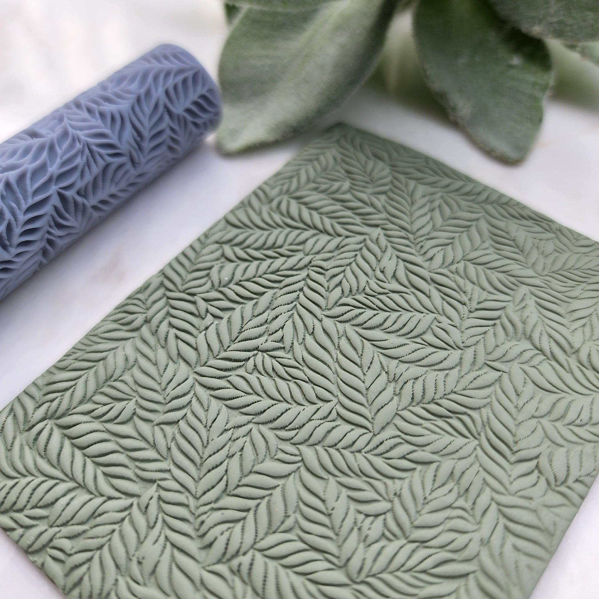 Polymer clay texture roller clay stamp 3D printed embossing "Leaves"