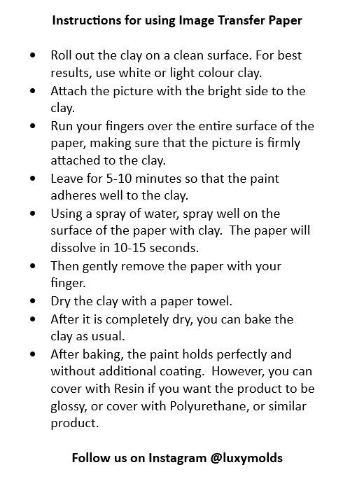 Clay transfer paper / Image transfer paper / Water soluble paper for polymer clay / Flower pattern transfer sheet / Transfer paper for clay