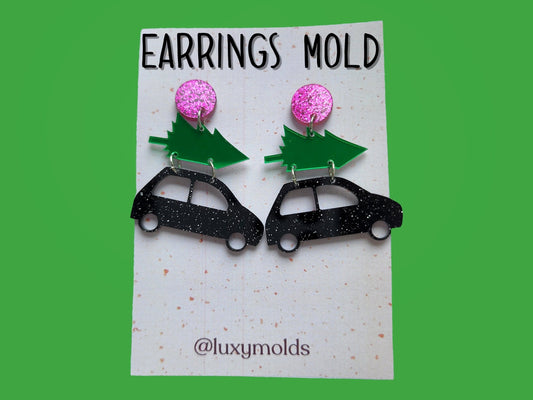 Silicone earrings mold /Silicone epoxy mold/Silicone earring moulds/Silicone UV resin molds/Christmas tree car earring silicone jewelry mold