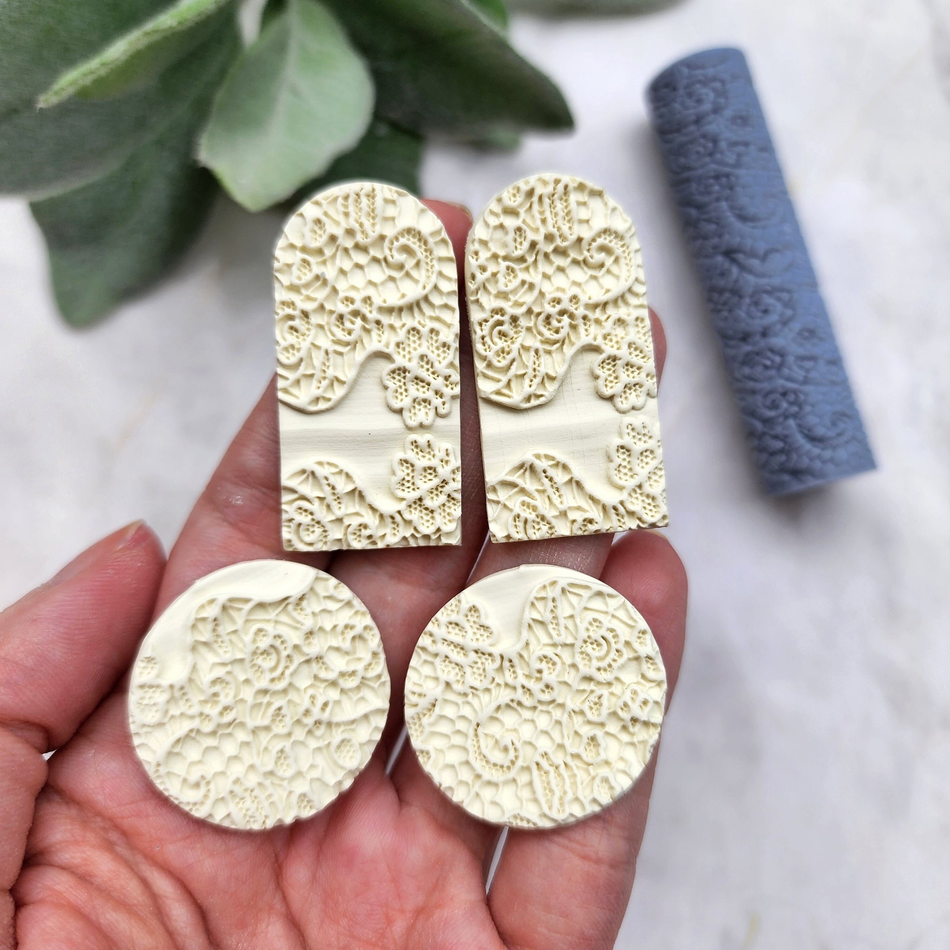 Polymer clay texture roller clay stamp 3D printed embossing "Flower lace"